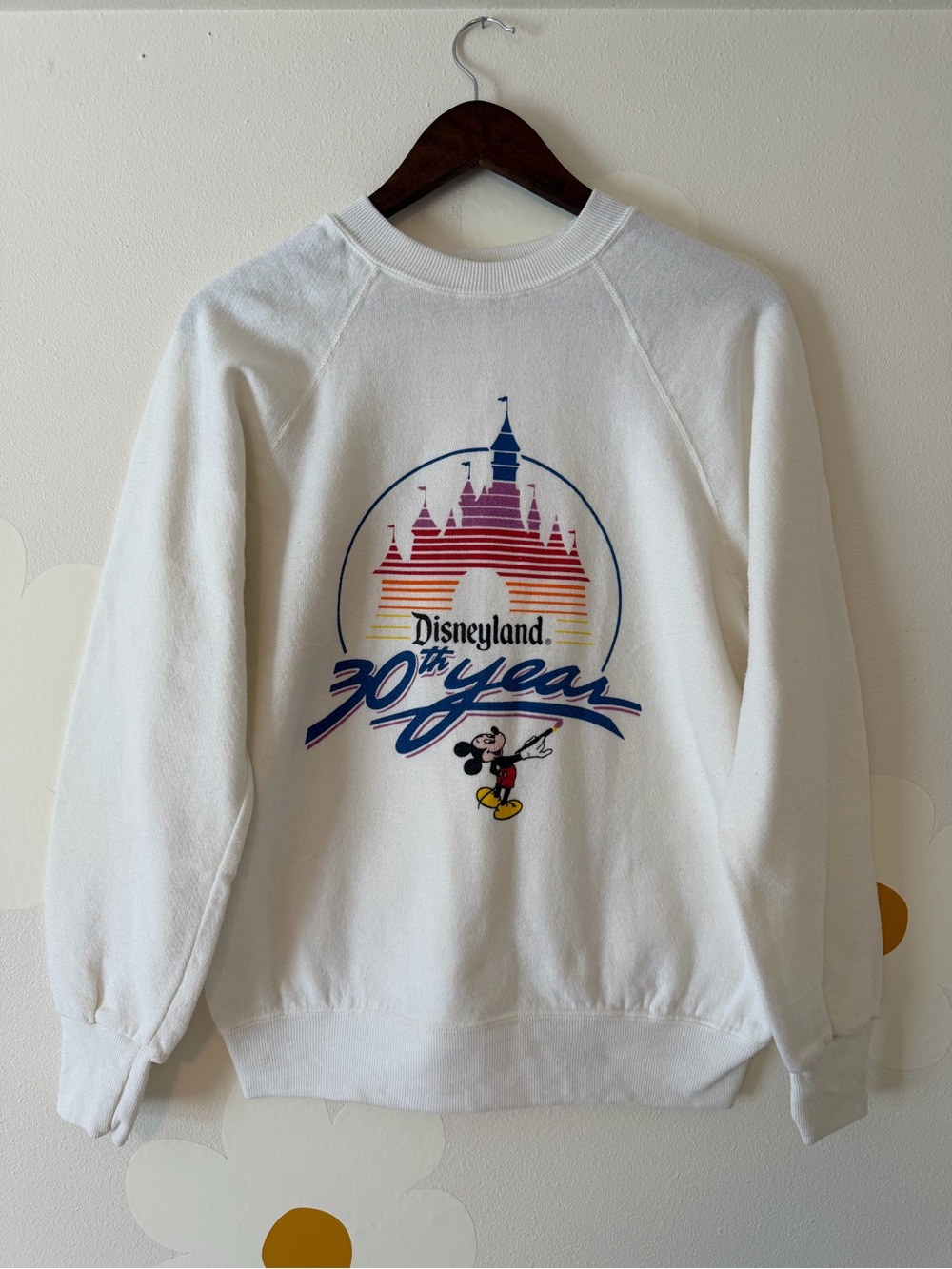 Vintage Disneyland 1985 30th Year Anniversary White Crewneck Sweatshirt